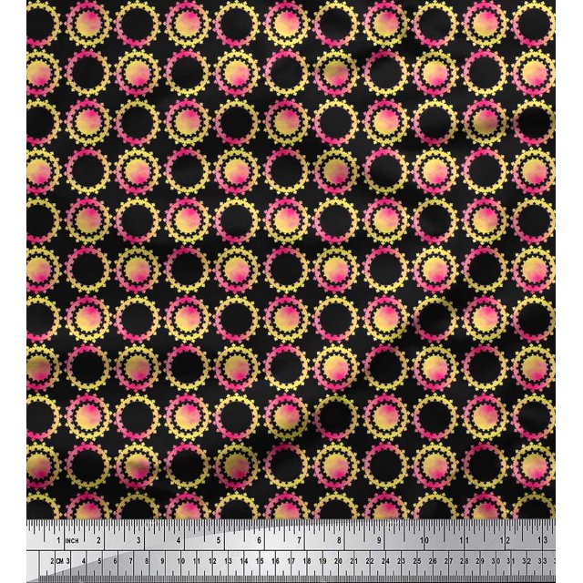 Soimoi Cotton Poplin Fabric Floral & Circle Geometric Print Fabric by the Yard 56 Inch Wide