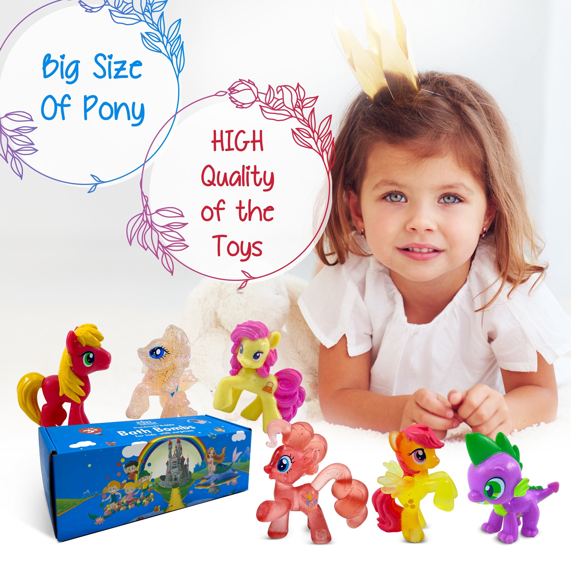 Bath Bombs for Kids with Surprise Inside Cute Pony Toys Handmade in USA Natural and Safe by Relaxcation