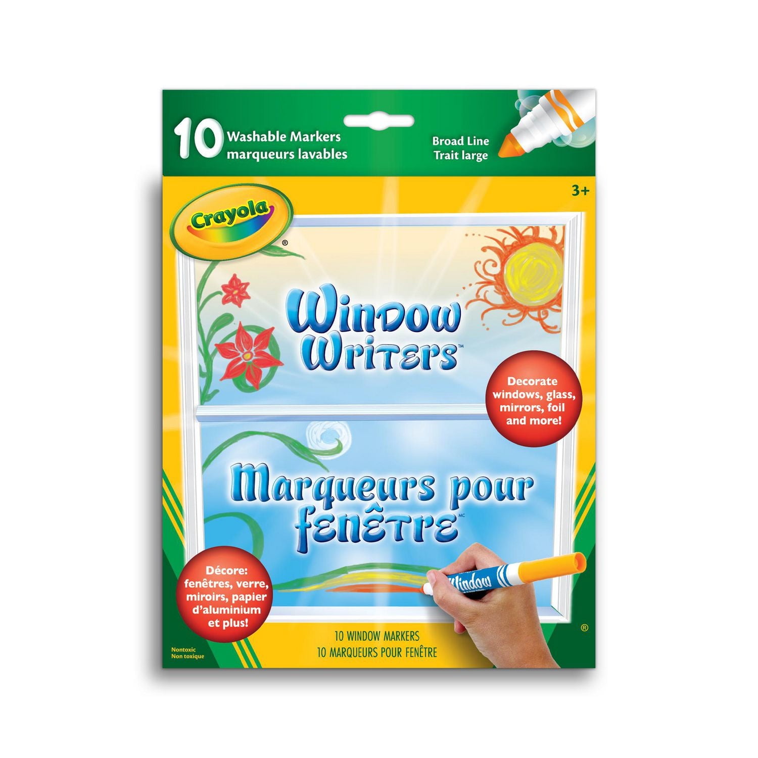 Crayola Washable Window Writers Markers, 10 Count, 10 Washable