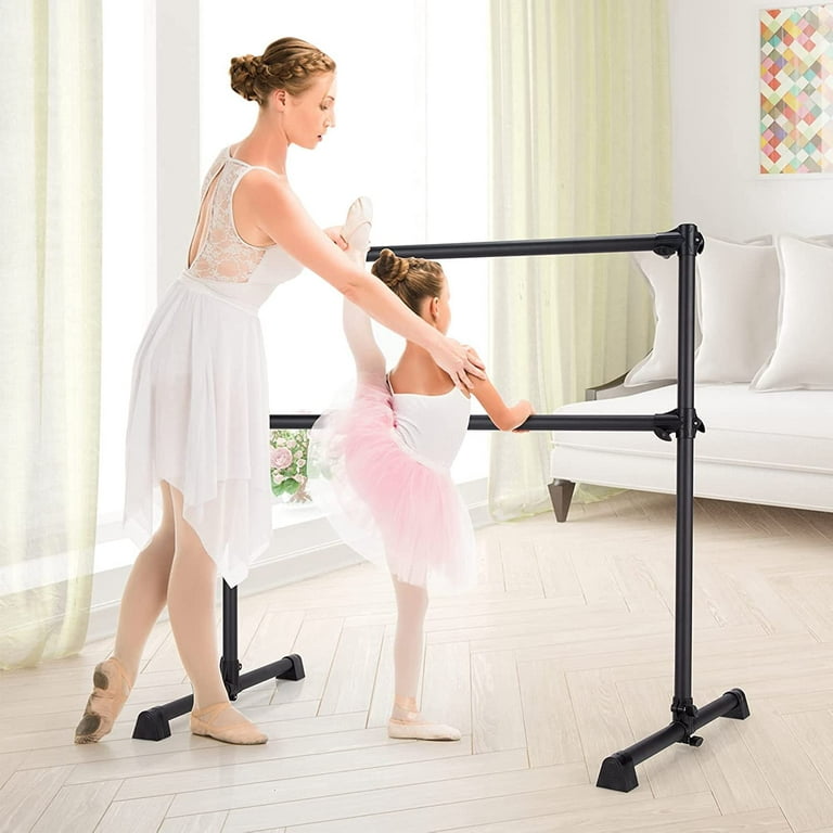 Portable Ballet Barre, 4FT Adjustable Double Freestanding Ballet Bar  w/Anti-Skid Pad, Stable Base, Heavy-Duty Dancing Stretching Bar for Home