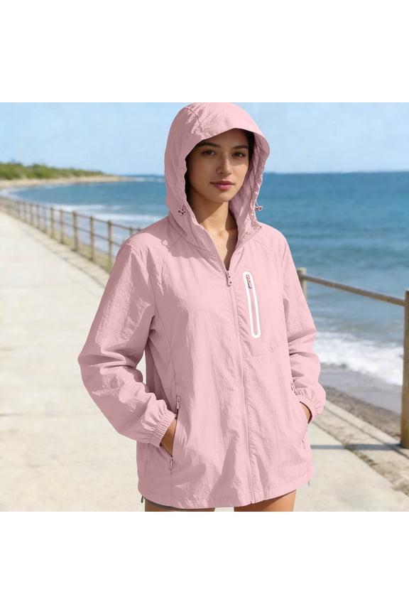 Women's UPF 50+ Sun Protection Jacket Hooded Cooling Shirt Athletic Jacket for Women with Pocket