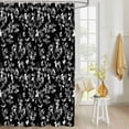 thumbnail image 4 of Fabric Shower Curtain, Farmhouse Botanical White Leaves on Black Bathroom Curtain with 12 Hooks Waterproof No Bad Odor Machine Washable Bath Curtains for Bathroom, Spa Room, Background Cloth, 72"x84", 4 of 6
