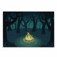 thumbnail image 1 of Happy Camper Cutting Board, Cartoon Illustration of Lonely Campfire in Woods at Night, Decorative Tempered Glass Cutting and Serving Board, in 3 Sizes, by Ambesonne, 1 of 2