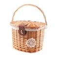 thumbnail image 4 of Cesta de almacenamiento para bicicleta, cesta artesanal con tapa, estilo retro, cesta de mimbre para bicicleta, fácil de instalar, cesta para verduras Con tela de forro, 4 of 8
