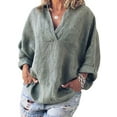 thumbnail image 1 of Chandail Tunique à Manches Longues Automne pour Femmes, Blouse Décontractée Ample pour Vacances, Col en V, Basique d'Hiver, 1 of 2