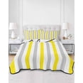 thumbnail image 2 of Quilts Twin-XL Size Bedding Set, Yellow Stripe Lightweight Quilted Comforter, Geometric Grey White Vertical Striped Soft Reversible Bedspread Coverlet with Pillow Covers for All Season, 68" x 98", 2 of 7