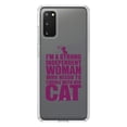 thumbnail image 1 of DistinctInk Clear Shockproof Hybrid Case for Galaxy S20 ULTRA / 5G (6.9" Screen) - TPU Bumper Acrylic Back Tempered Glass Screen Protector - Strong Woman Needs to Cuddle Cat, 1 of 2