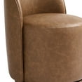thumbnail image 6 of DREAMSIDEA Swivel Dining Chair, Upholstered Barrel Accent Chair for Dining Room & Kitchen Chairs, Morden Round Vanity Chair for Living Room&Bedroom,Set of 2, Faux Leather-Brown, 6 of 6
