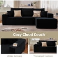 thumbnail image 6 of Deep Seat Corduroy Sofa, No Assembly Compressed Couch with Soft Cushions for Living Room & Apartments, Black, 6 of 9