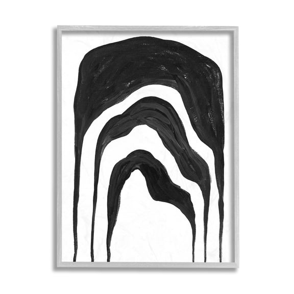 Stupell Industries Abstract Black Arches Organic Smoke Shape Gray Framed by Daphne Polselli