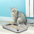 thumbnail image 4 of LOLIPPYY Large Stainless Steel Rectangular Cat Litter Box with Low Edge for Easy Access, 4 of 7