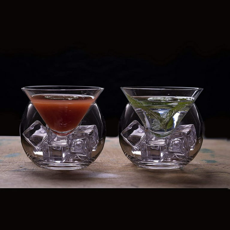 Dragon Glassware Martini Glasses, Stemless Clear Double Wall