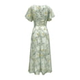 thumbnail image 5 of Letdown Summer Dresses for Women 2026 Floral Cottagecore Dress Puff Sleeve Maxi Ruffled Corset Dress Square Neck A Line Flowy Wedding Guest Tea Party Dresses, 5 of 7