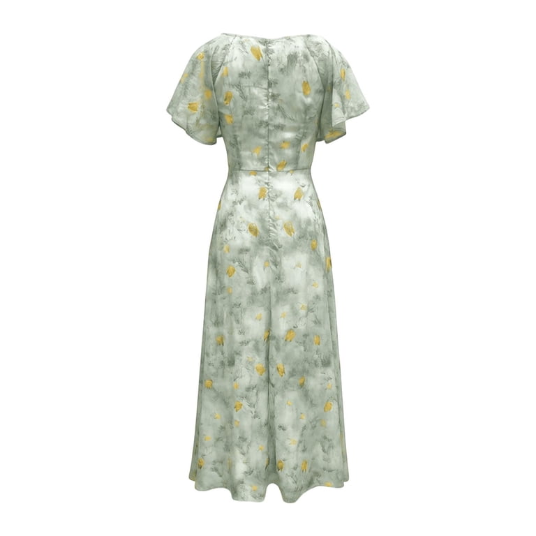 butterfly print chiffon dress Floral Chiffon Dress With Butterfly Print Overlay