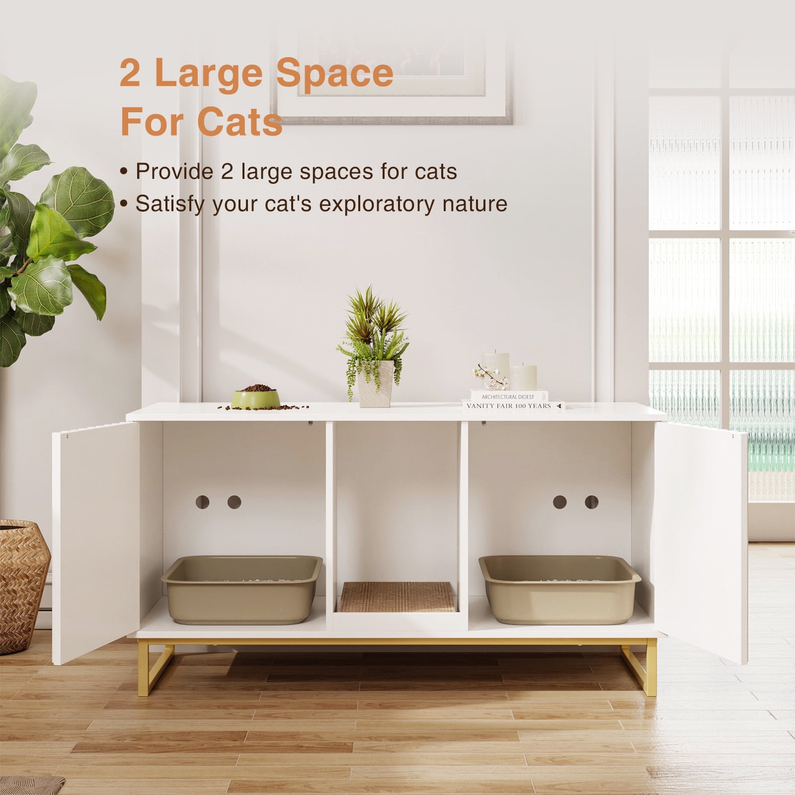 Veanerwood Cat Litter Box Enclosure for 2 Cats