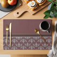 thumbnail image 2 of Boho Red Brown Flower Placemats Set of 12, Abstract Bohemia Pesley Floral Placemats for Dining Table, Place Mats for Kitchen Tabletop, Waterproof Wipeable Dining Table Mats Set, 2 of 9