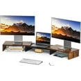 thumbnail image 1 of Dual Monitor Stand Riser Adjustable Length (..&#) & Angle Large Wooden Desktop Organizer with Storage Shelf for Laptop Monitors Home Office Desk, 1 of 9