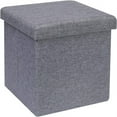 thumbnail image 3 of Ottoman Storage Ottoman Cube 12" L Linen Footrest Footstools Mrmosy Folding Storage Box Gray, 3 of 9