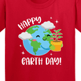 thumbnail image 4 of Inktastic Happy Earth Day Cute Smiling Planet Earth with Tree Youth T-Shirt, 4 of 5