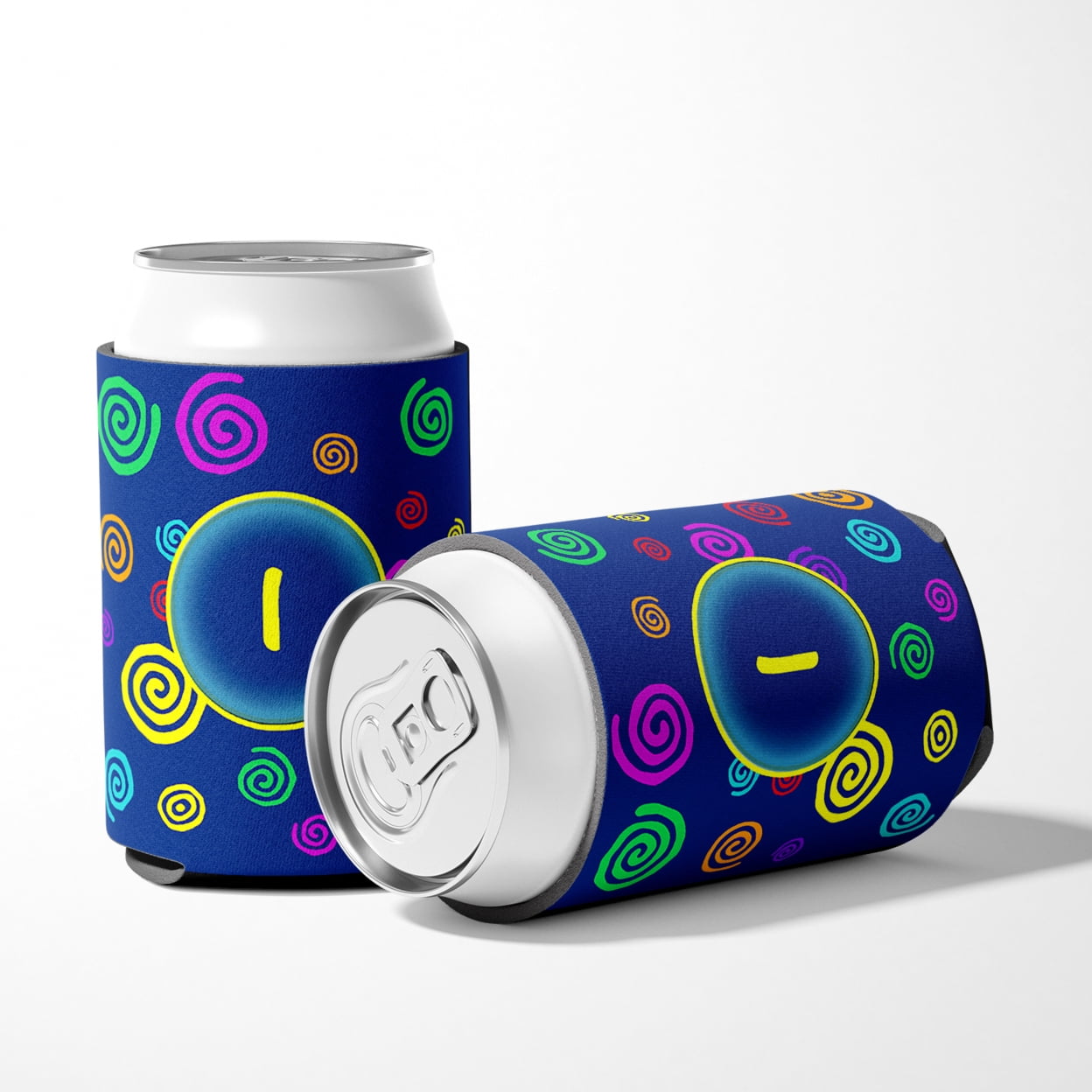 Letter I Initial Monogram - Blue Swirls Can or Bottle Hugger