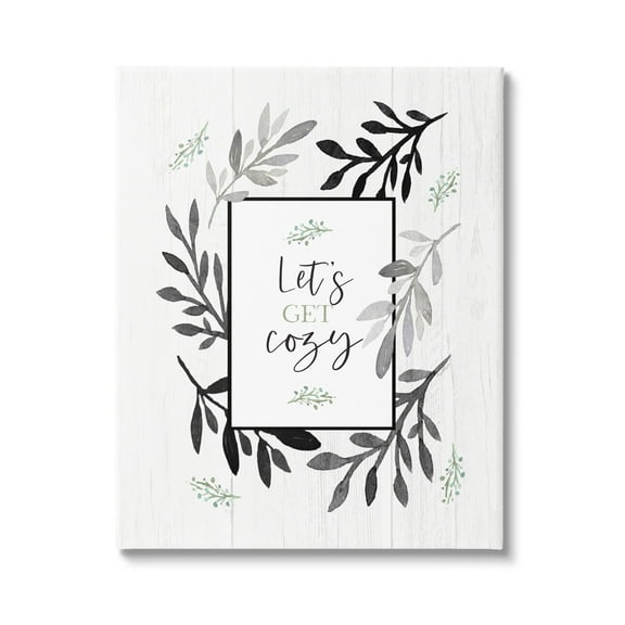 Stupell Industries Lets Get Cozy Geometric Frame Twig Foliage Ornament,16 x 20, Design by Elizabeth Tyndall