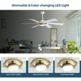 thumbnail image 5 of LEDET 60 In. 6-Blades White Indoor Smart Ceiling Fan with Light Kit and Remote, 5 of 8