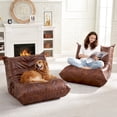 thumbnail image 6 of Hobestluk Giant Bean Bag Chair, Faux Leather Memory Foam Bean Bag Sofa for Adults, Living Room Bedroom Dorm Office, Brown, 6 of 8