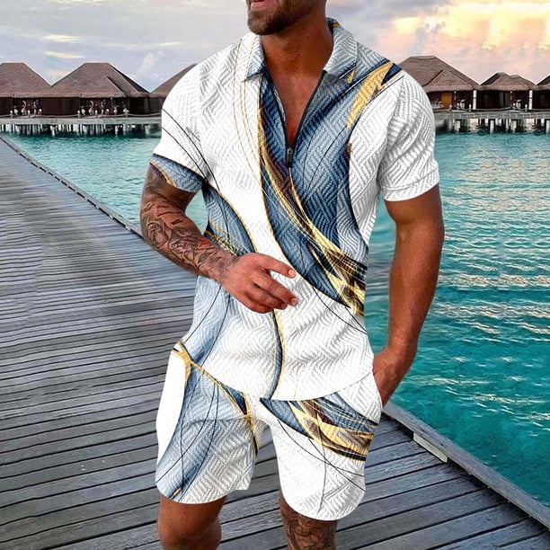 WILLBEST Conjunto Deportivo de Halloween para Hombre 2024, con Letras y Estampado de Calabaza, Informal, de Manga Corta y Pantalones Cortos, 2 Unidades