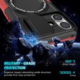 thumbnail image 6 of ELEHOLD Rugged Case for iPhone 17 with Sliding Camera Lens Cover Rotation Ring Holder Stand Function Compatible with Mag Safe Shockproof Cover for iPhone 17  - Black+Red, 6 of 10