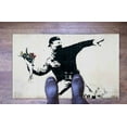 thumbnail image 6 of Banksy Flower Graffiti Rug, Outdoor Rugs, Printed Rug, Front Door Rug, Easy to Clean Rug, Graffiti Rug, Anarchy Graffiti Rugs, Non Slip Rug, 2.6'x6.5' - 80x200 cm, 6 of 8