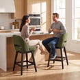 thumbnail image 6 of EOP 26'' Swivel Counter Height Bar Stools Set of 6, Modern Upholstered Bar Stools with Curved Back and Solid Wood Legs, Bar Chairs for Kitchen Island Home Bar, Green, 6 of 12