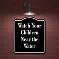 thumbnail image 2 of Watch Your Children Near the Water Child Safty BLACK Aluminum Composite Sign, 20"x24", 2 of 9