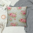 thumbnail image 2 of HENGT  Rose Throw Pillow Cover Elegance with Shabby Chic Rose Flowers in Vintage Style Fabric for Couch Bed Sofa Car Waist Cushion Cover Pillow Case, 2 of 5