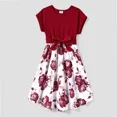thumbnail image 3 of PatPat Family Matching Color Block Tee and Button Belted Spliced A-Line Dress Sets Girl 2-9T, 3 of 6