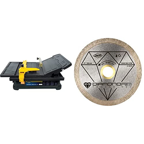 QEP 22400Q 3/5 HP Torque Master Tile Saw, 4-Inch &amp; 6-4001Q Diamond Blade for Wet Tile Saws for Ceramic Tile, 4 in.
