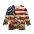 thumbnail image 3 of CCRFTGI USA Flag Shirts for Child Girls Size 10-12 4th Of July Cute Tops 3/4 Sleeve Patriotic American Flag Floral Print Tee Red White and Blue Summer Shirts T-Shirts Watermelon Red 12-13 Years, 3 of 3