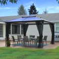 thumbnail image 2 of VEIKOUS 12' x 12' Hardtop Gazebo, Metal Frame Gazebo with 2-Tier Polycarbonate Roof , Gray, 2 of 16