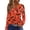 Vermilion, variant on WTOBBY Women's Halloween Bat & Pumpkin Print V Neck Button Detail Long Sleeve T Shirt, Casual Graphic Tee Top for Daily Wear, Fall Comfort Shirt,Light Purple L
