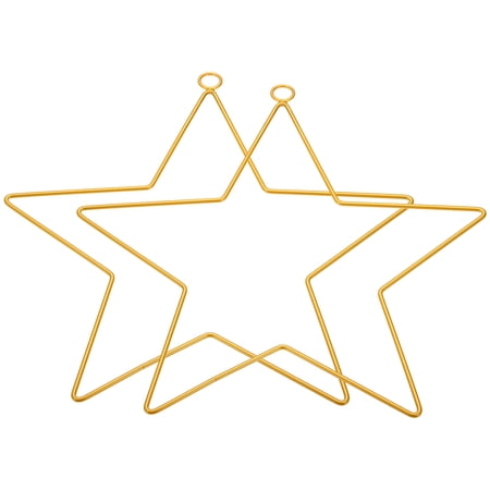 Uxcell 25cm Dream Catcher Rings, 2Pcs Metal Star Shape Macrame Wreath Floral Ring Hoop for Home DIY Craft, Gold Tone