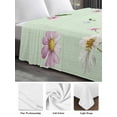 thumbnail image 6 of Flower Green Twim Size Flat Sheet, Wrinkleproof & Fadeproof Cooling Flat Bed Sheet Only, Blue Pink Daisy Wildflower Floral Botanical Breathable Soft Bedding Top Sheets 66 x 96 Inches, 6 of 8