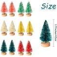 thumbnail image 3 of 24PCS Colorful Mini Pine Trees Frosted Sisal Trees with Wood Base Bottle Brush Trees Plastic Winter Snow Ornaments Tabletop Trees for Crafting, Displaying and Decoration,1.77in, 3 of 7