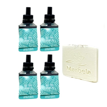 Bath & Body Works At The Beach 4 Pack Wallflowers Home Fragrance Refills Gift Set with a Marbela Natural Oats Sample Soap
