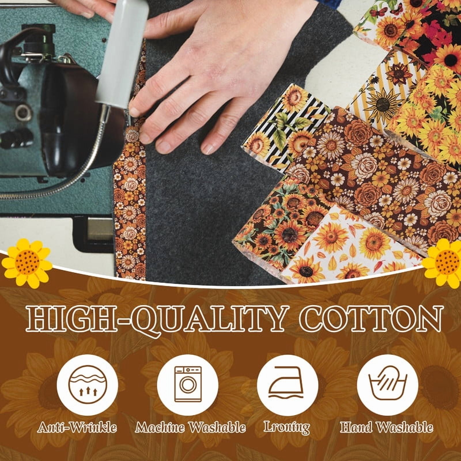40PCS Sunflower Quilting Fabric Roll 2.5x39 Inches (6.5x100 cm) Fabric Jelly Patchwork Precut Strips Bundles for Holiday Materials Craft DIY Sewing Cloths（Sunflower）