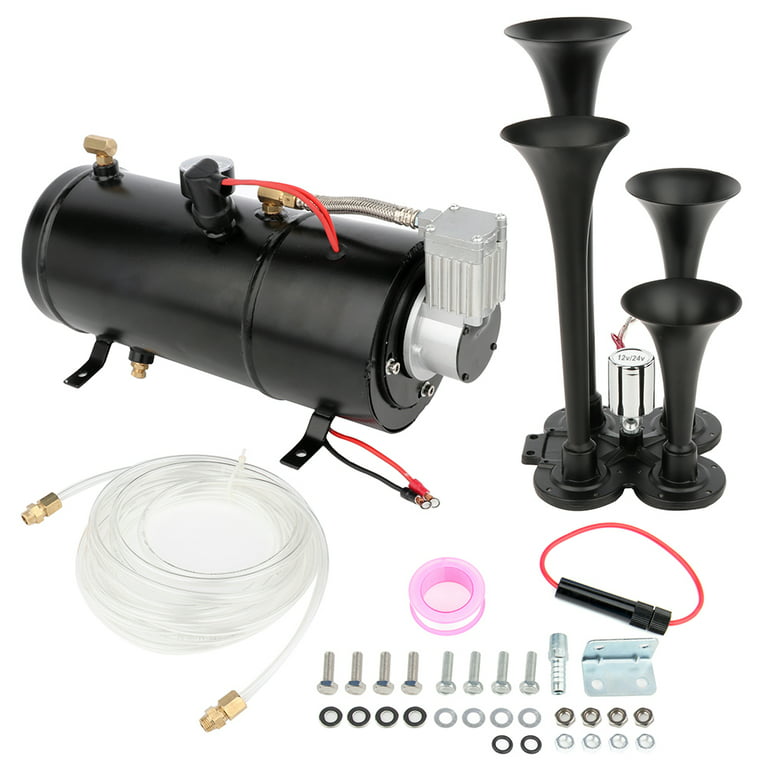 12V Air Horn for Truck, 150DB Super Loud Train Air Horn Kit Single Trumpet  Truck Horn with Compressor for Any 12V Vehicles Trucks Motorcycle Boat Cars