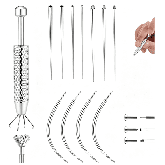 EXLEAF Flat Back Earring Insertion Tool, 14G 16G 18G 20G Piercing Taper Ball Grabber, 316L Stainless Steel Piercing Changing Tool for Flat Back Earrings, Threadless Insertion Pin & Stretching Kit