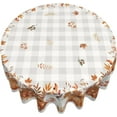 thumbnail image 3 of Fall Tablecloth Round 60 x 60 Inch Thanksgiving Buffalo Plaid Pumpkins Table Cloth Polyester Fabric Farmhouse Harvest Autumn Table Cover for Kitchen Party Picnic Outdoor Decor, 3 of 6