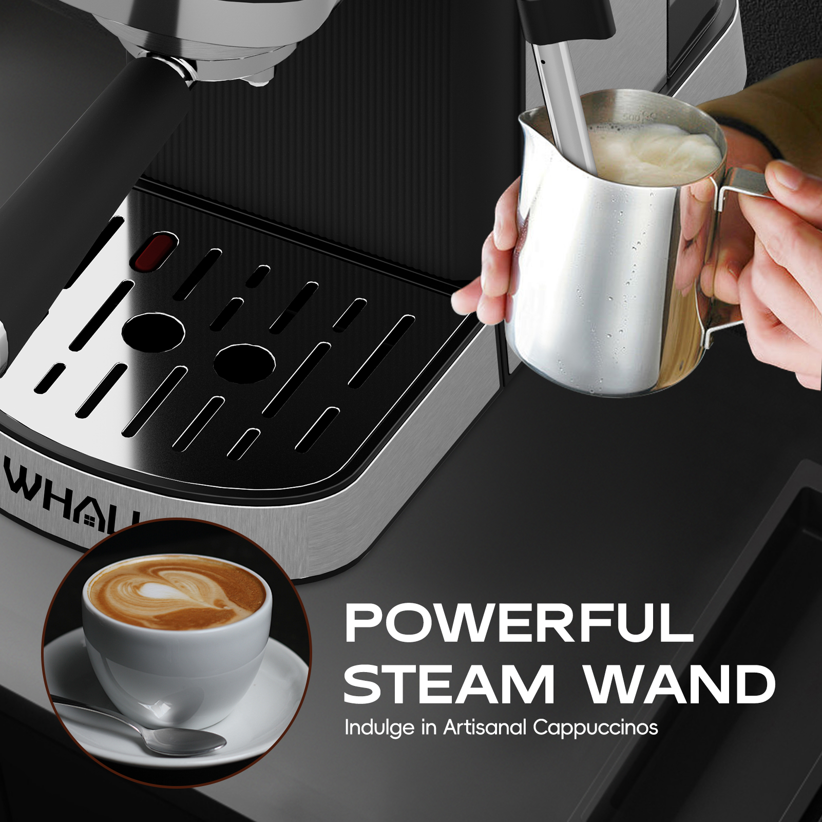 Whall 20 Bar Touchscreen Espresso Machine, Stainless Steel photo 7
