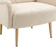 thumbnail image 6 of Velvet Accent Chair, Upholstered Armchair with Soft Backrest and Arms, Single Sofa Chair with Gold Metal Legs, Modern Side Chair Leisure Chair Reading Chair for Living Room Bedroom Office, Beige, 6 of 7