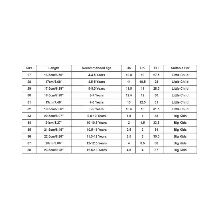 4y shoe size in top uk