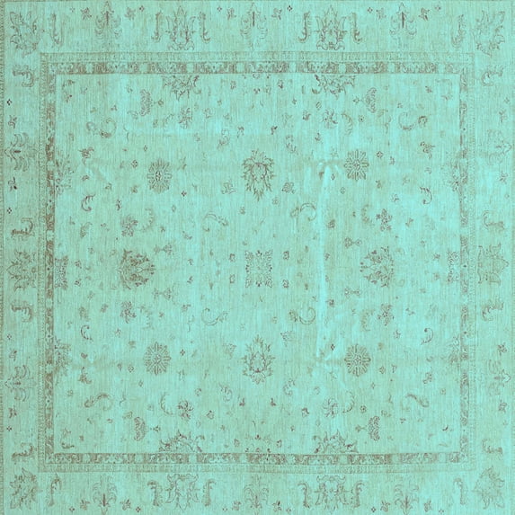 Ahgly Company Indoor Square Oriental Light Blue Traditional Area Rugs, 3' Square